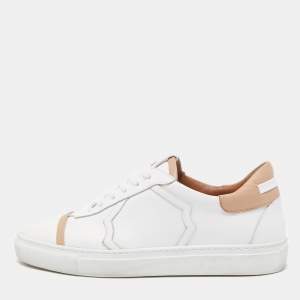 Pre Owned Malone Souliers White/Beige Leather Musa Sneakers Size 37