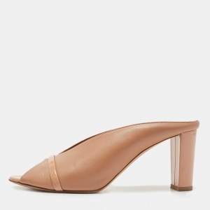 Pre Owned Malone Souliers Beige Leather Maureen Mules Size 40.5