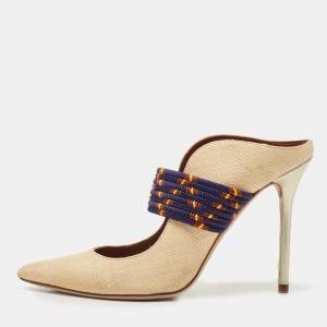 Pre Owned Malone Souliers Beige Raffia Mara Pumps Size 39.5