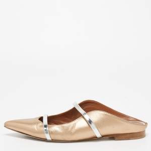 Pre Owned Malone Souliers Metallic Bronze Leather Maureen  Pointed Toe Mules Size 39