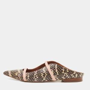 Pre Owned Malone Souliers  Multicolor Python  Maureen  Flats Size 38