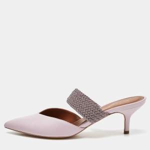 Pre Owned Malone Souliers Pink Leather Maisie  Mules Size 38.5 