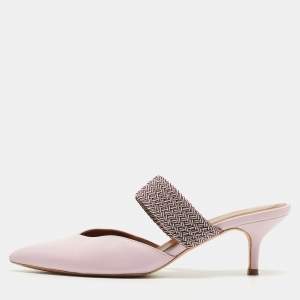 Pre Owned Malone Souliers x Ray Luwolt Pink Leather Maisie Mules Size 38