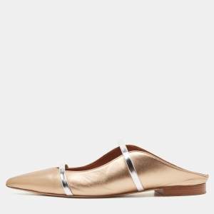 Malone Souliers Metallic Gold/Silver Leather Maureen Flat Mules Size 41