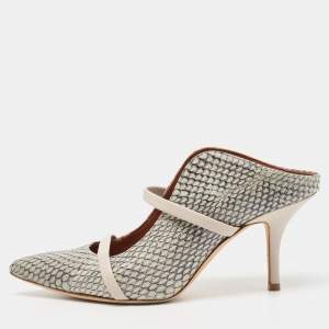 Pre Owned Malone Souliers Grey Python Leather Maureen Sandals Size 36