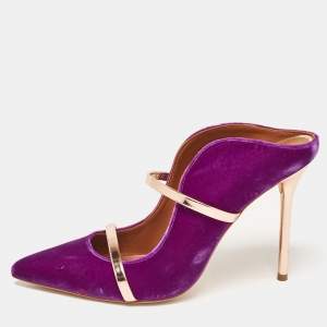 Malone Souliers Purple Velvet Maureen Mules Size 40.5 