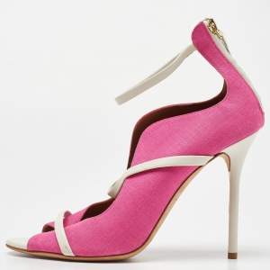 Malone Souliers Pink Canvas and Leather Mika Sandals Size 40
