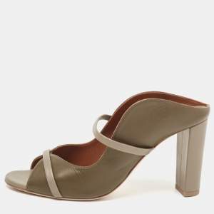 Pre Owned Malone Souliers Olive Green Leather Norah Mules Size 40