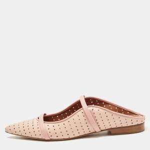 Malone Souliers Pink Perforated Leather Maureen Flat Mules Size 35