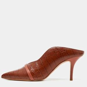 Pre Owned Malone Souliers Brown Croc Embossed Leather Maureen Pumps Size 41
