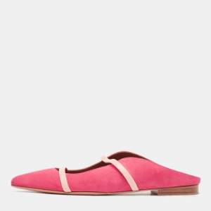 Malone Souliers Pink Suede and Leather Maureen Flat Mules Size 39
