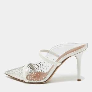 Malone Souliers Transparent PVC Crystal Embellished Maureen Mules Size 38.5