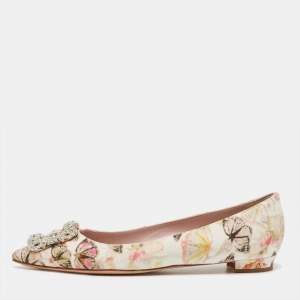 Manolo Blahnik Multicolor Satin Hangisi Ballet Flats Size 39