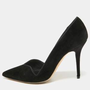 Manolo Blahnik Black Velvet Pointed Toe Pumps Size 36.5