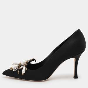Manolo Blahnik Black Nylon Orientalia Pumps Size 41