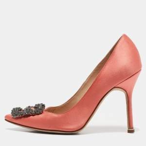 Manolo Blahnik Pink Satin Hangisi Pumps Size 36