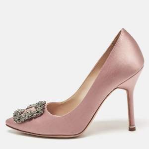 Manolo Blahnik Pink Satin Hangisi Pumps Size 36