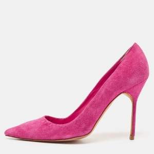 Manolo Blahnik Pink Suede BB Pointed Toe Pumps Size 39