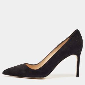 Pre Owned Manolo Blahnik Black Suede Pointed Toe BB Pumps Size 38