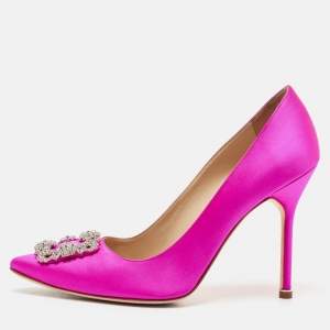 Manolo Blahnik Pink Satin Hangisi Pumps Size 41