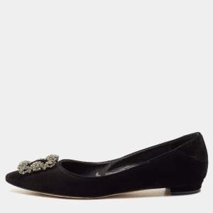 Manolo Blahnik Black Velvet Hangisi Ballet Flats Size 37.5