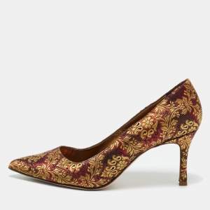 Pre Owned Manolo Blahnik  Multicolor Brocade Fabric BB Pointed Toe Pumps Size 36