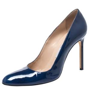 Pre Owned Manolo Blahnik Blue Patent Leather BB Pumps Size 39