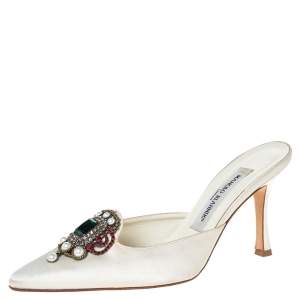 Manolo Blahnik Off-white 'Eufrasia' Mule Sandals Size 37