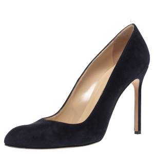 Pre Owned Manolo Blahnik Blue Suede BB Round Toe Pumps Size 39