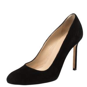 Pre Owned Manolo Blahnik Black Suede BB Round Toe Pumps Size 35.5