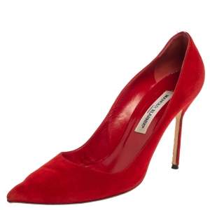 Pre Owned Manolo Blahnik Red Suede BB  Pumps Size 39.5