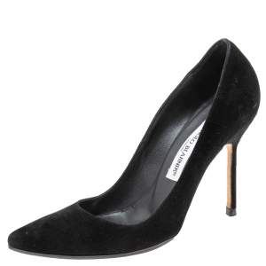 Pre Owned Manolo Blahnik Black Suede BB Pumps Size 35
