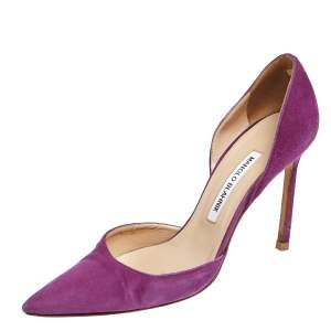 Pre Owned Manolo Blahnik  Purple Suede Tayler D'orsay Pointed Toe Pumps Size 39