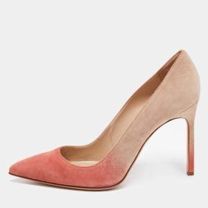 Pre Owned Manolo Blahnik Ombré Beige Suede BB Pointed Toe Pumps Size 38