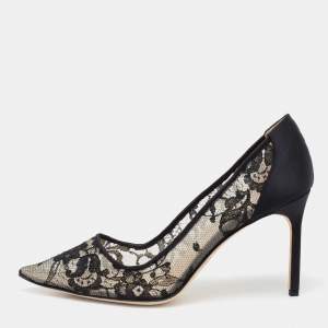 Pre Owned Manolo Blahnik Black Lace BB Pumps Size 40