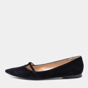 Manolo Blahnik Black Suede Ballet Flats Size 38.5