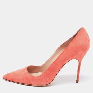 Pre Owned Manolo Blahnik Orange Suede BB  Pumps Size 40