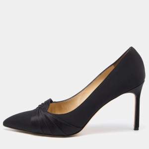 Pre Owned Manolo Blahnik Black Fabric Atlas Pumps Size 39.5