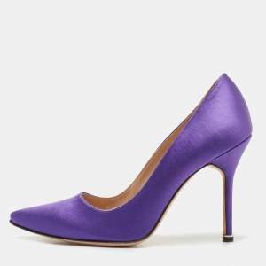 Pre Owned Vetements x Manolo Blahnik Purple Satin Pumps Size 38.5
