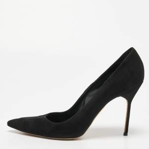 Pre Owned Manolo Blahnik Black Suede BB Pointed Toe Pumps Size 42