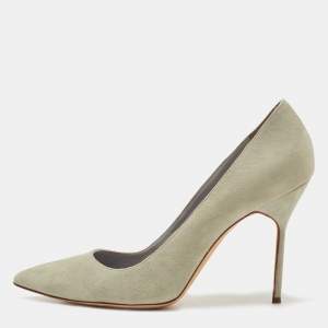 Pre Owned Manolo Blahnik Grey Suede BB Pointed Toe Pumps Size 42