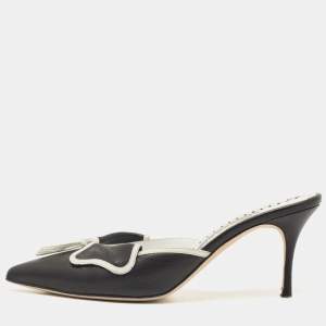 Manolo Blahnik Black Leather Mules Size 39