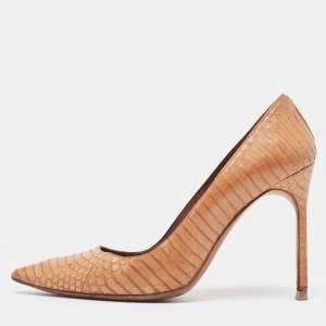 Manolo Blahnik Brown Watersnake  BB Pumps Size 38