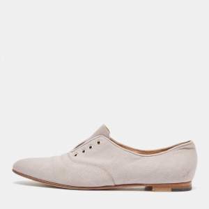 Manolo Blahnik Grey Canvas Oxfords Size 39.5