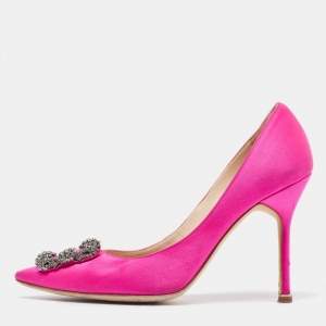 Manolo Blahnik Pink Satin Hangisi Pumps Size 39