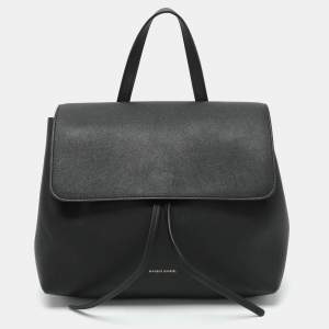 Mansur Gavriel Black Leather Soft Lady Drawstring Flap Shoulder Bag