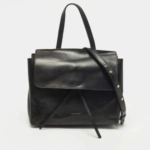 مملوكة مسبقًا Mansur Gavriel Lady Flap Black Leather Top Handle Bag