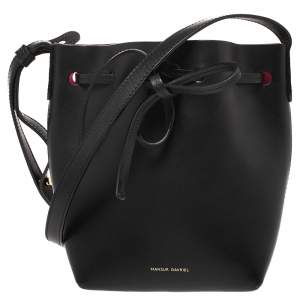 Mansur Gavriel Black Leather Mini Drawstring Bag
