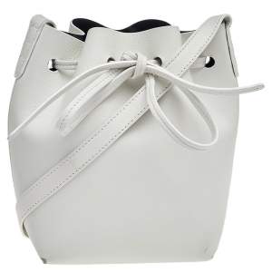 Mansur Gavriel White Leather Mini Drawstring Crossbody Bag