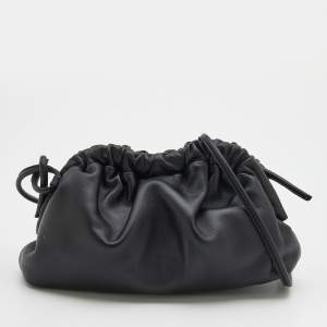 Mansur Gavriel Black Gathered Leather Mini Cloud Clutch Bag